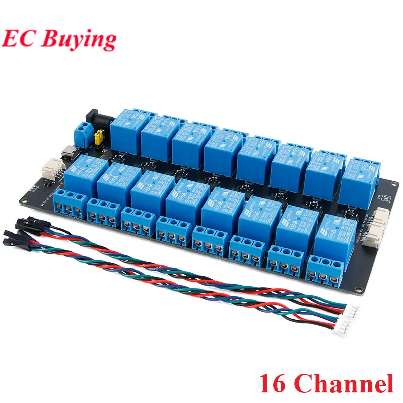 1 2 4 8 16 Channel Way Expansion Relay Module 5V Power Supply IIC I2C Communication Optocoupler Isolation Board XL9535-K1V5