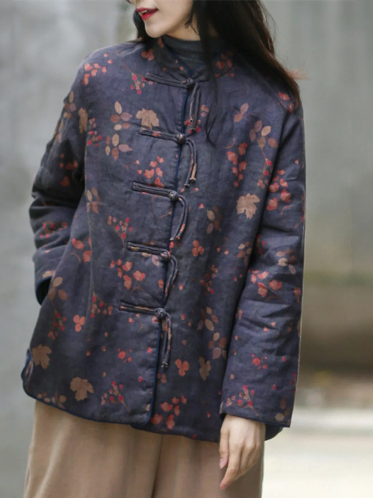 

Женское осенне-зимнее этническое пальто из хлопка с пуговицами, элитная одежда в стиле Zen, длинное пальто...