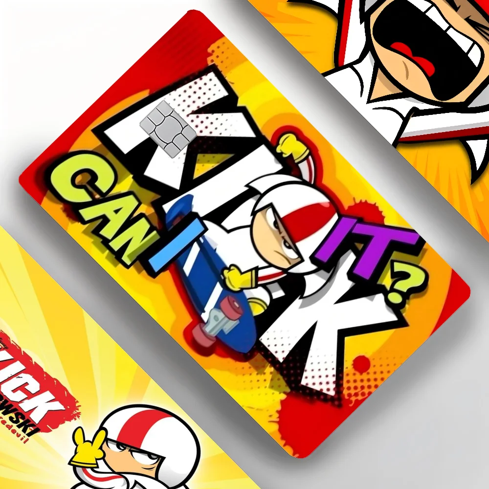 Anime Kick Cartoon Buttowski Stickers 4pcs PVC Credit Card Skin Stickers Removable Self-adhesive Protective Film