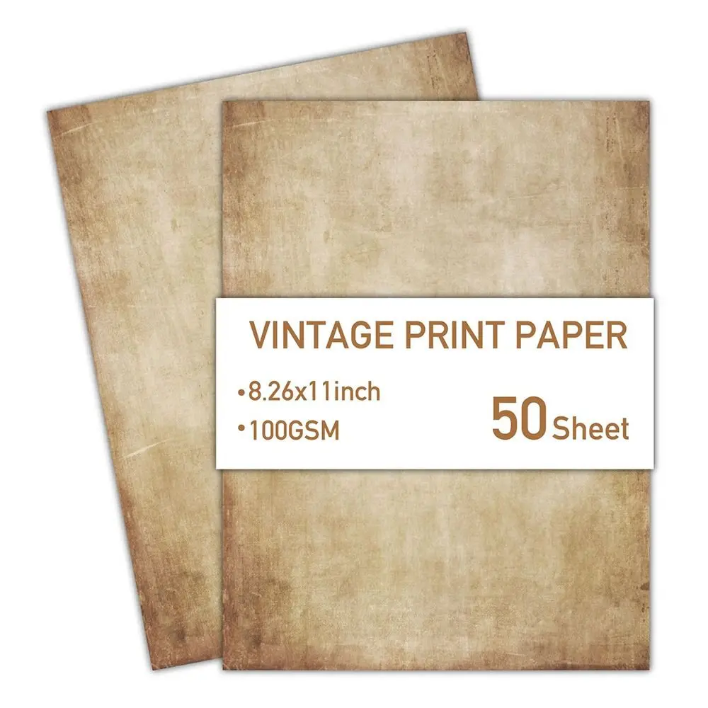

50 Sheets Vintage Stationery Writing Paper Classical Simple Printing Paper Thicker Double Sided Literary Scrapbook Letter Paper