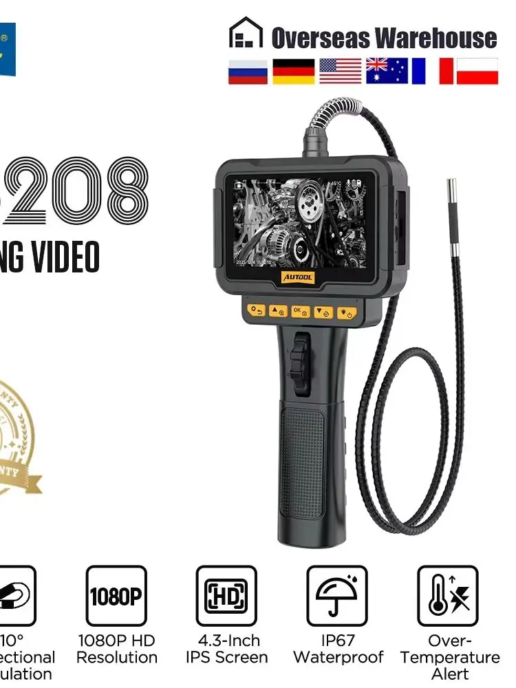 AUTOOL Lenkungs-Endoskopkamera, Auto-Rohr-Abflussrohr-Endoskop, Endoskopkamera für die Inspektion von Fahrzeugen, Video-Endoskopkamera für Autos, SVB208, HD 1080P, 6,25 mm.