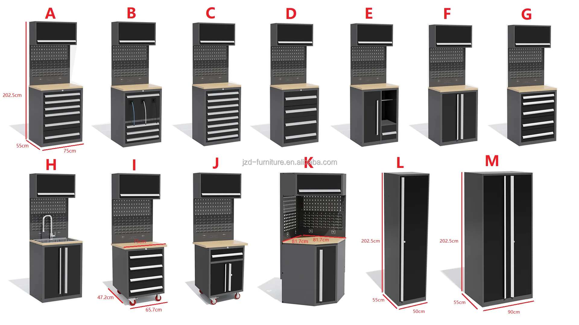 Premium Steel Tool Storage Combination: Drawer Cabinet + Double-Door Cabinet Designed For Garage Mechanic Tools Organization