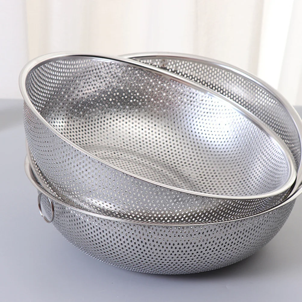 

Stainless Steel Rice Washing Basket Kitchen Drain Basin For Fruit Vegetable Filtering Strainer Tool Leak Proof