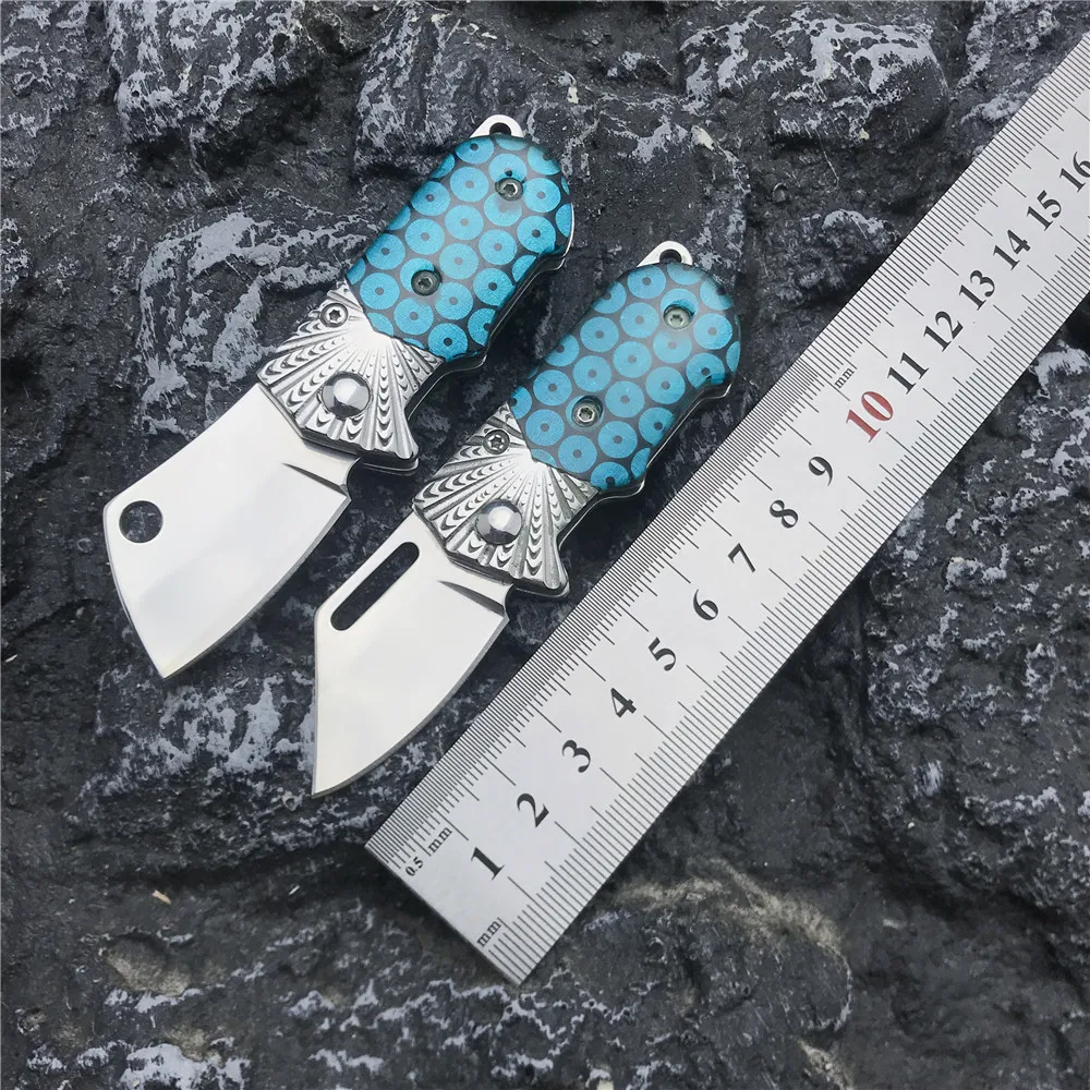 Mini Folding Pocket Camping EDC Knife Box Opener 440C Steel Blade 420 Steel & Resin Handles Survival Self defense Tools