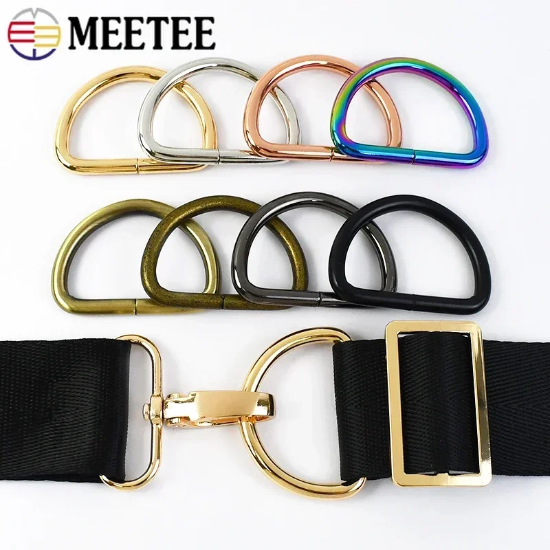 10/20 Pz Meetee 16-50mm Metallo D Anelli Fibbie per Zaino Borsa Cinghia Tessitura Chiusura Regolare Borsa Connettore Gancio Accessori FAI DA TE