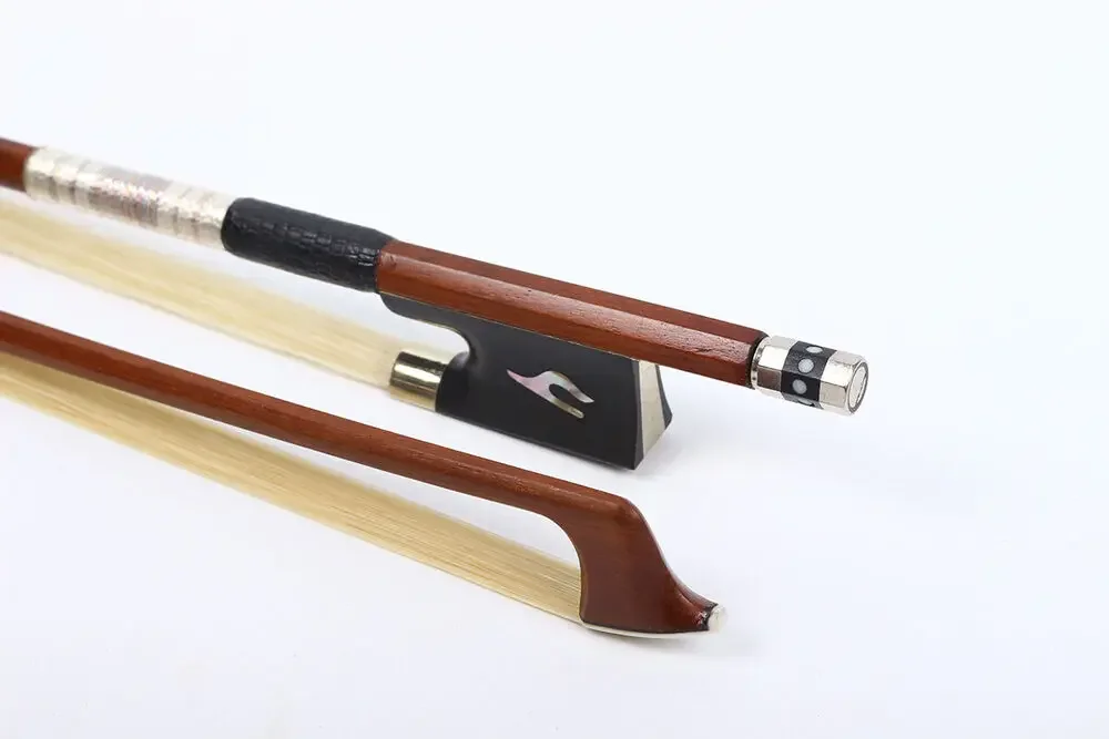 

4/4 Full Size Violin Bow Colorful Silk Brazilwood Body Ebony Frog Natural Horse Hair Flower Inlay Black Well Balance