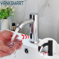 YANKSMART Chrome Bathroom Basin Faucet Automatic Touch Sensor Faucets Black Bathroom Sink Free Touch Cold Hot Mixer Water Tap