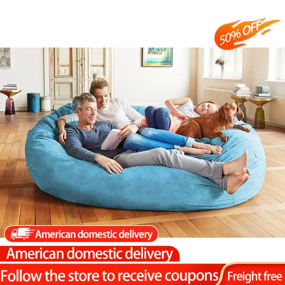 Luxurious Giant 7ft Bean Bag Chair with Microsuede Cover - Ultra Soft, Foam Filling, Washable Jumbo Bean Bag Sofa for Kids,