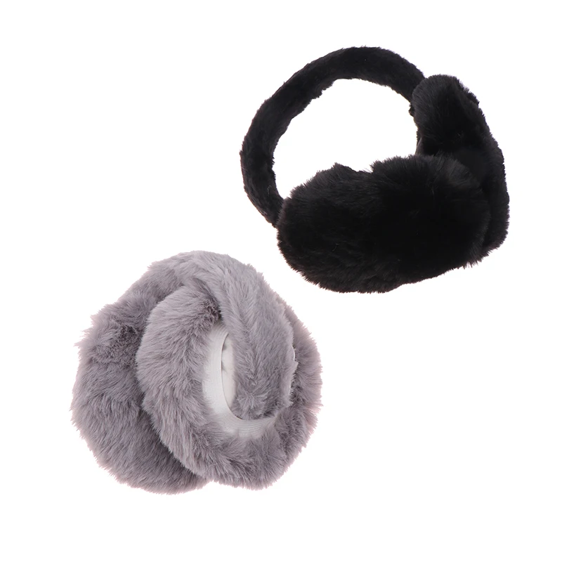 1pc proteção contra o frio macio pelúcia orelha mais quente inverno earmuffs para unisex cor sólida ao ar livre orelha-muffs portátil dobrável earflap