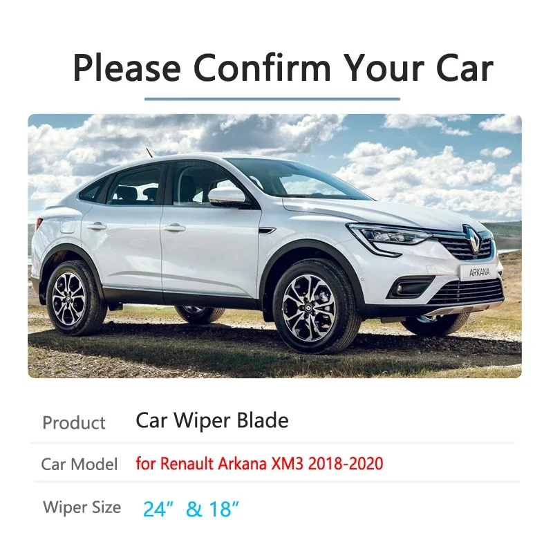 For Renault Arkana XM3 2018 2019 2020 Car Wiper Blade Front Window Windscreen Windshield Wipers Car Accessories Stickers Brushes