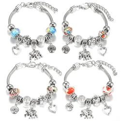 Fashion Glamour Bangle Jewelry 6 Colors Metal Lobster Buckle Snake Chain Beaded Bangles For Women Summer Bracelet Romantic Gift