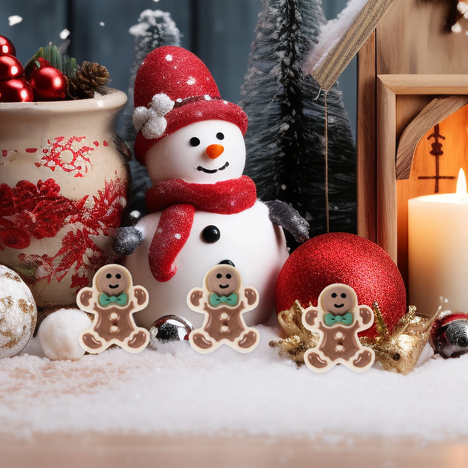 

40pcs Gingerbread Man Accessories Resin Simulation Diy Keychain Phone Case Xmas Tree Decor Christmas Crafts Decoration Storage