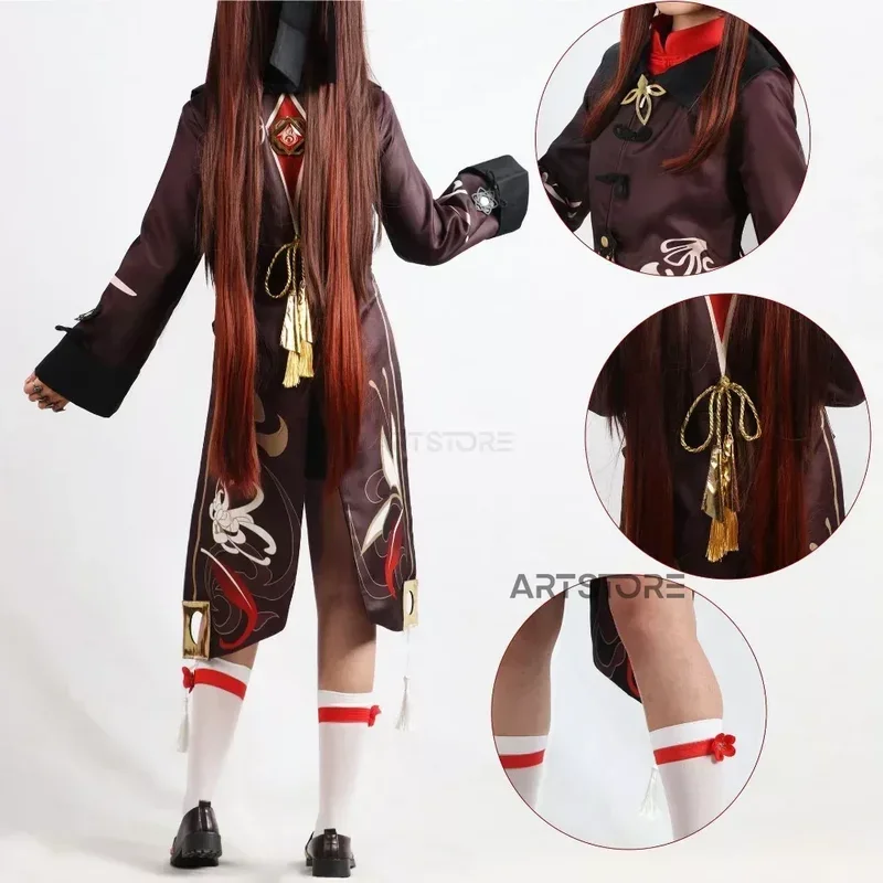 Genshinimpact Hutao disfraz de Cosplay, uniforme, peluca, juego de Anime, Hu Tao, estilo chino, Disfraces de Halloween para mujer