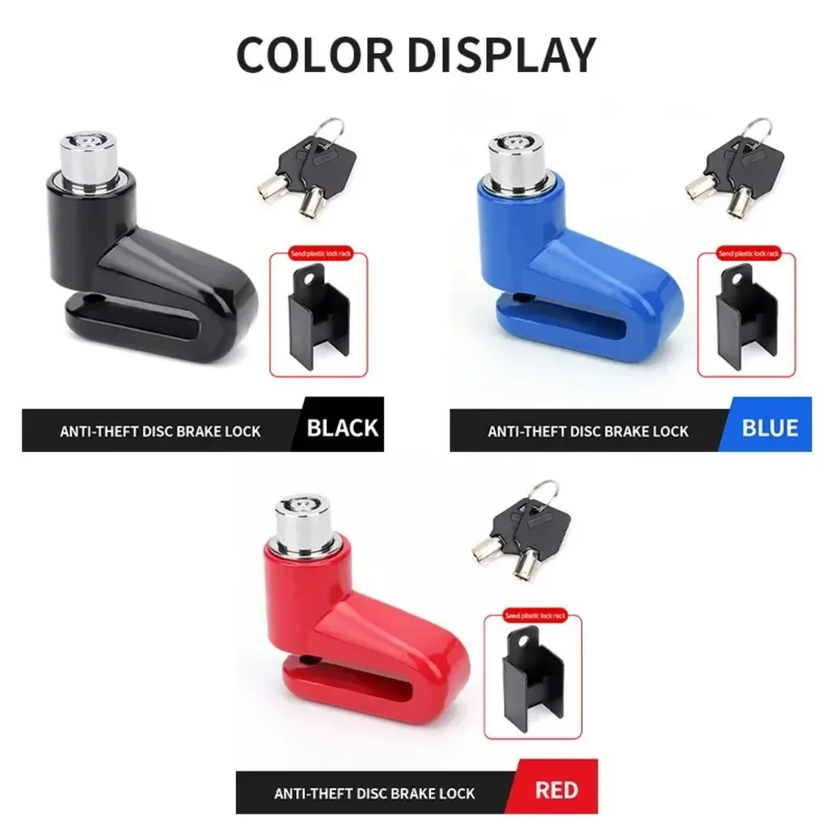 Anti-Theft Motorcycle Disc Brake Lock Safety Wheel Lock Includes 2 Keys Uses For Mountain And Road Bikes