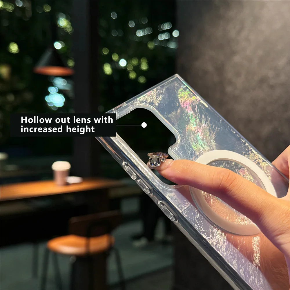 The new gradient glacier pattern for Samsung Galaxy S25 S24 S23 S22 Fe Ultra Plus 4g 5g mobile phone case is waterproof.