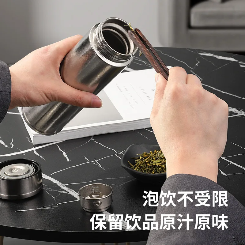 

Pure titanium insulated cup intelligent temperature measurement and display titanium cup vacuum brewing tea cup tea water separa