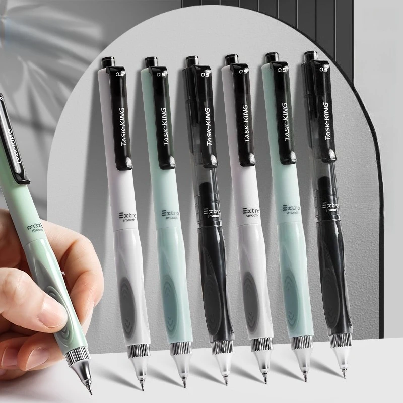 M&G 0.5mm Push Action Gel Pen Reinforced ST Nib Quick Drying Smooth Gel Pen for Study and Office Black Gel Pen Cute Stationery