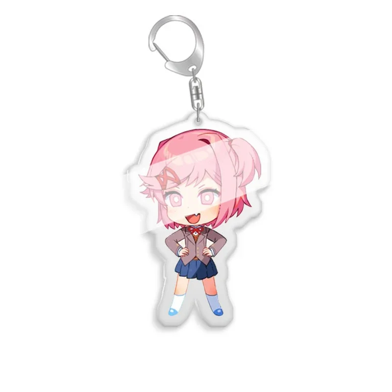 Cute Girls Keychains Anime Acrylic Cartoon Figure Key Chain Metal Holder Key Ring Pendant Jewelry Gift Cosplay Bag Accessories