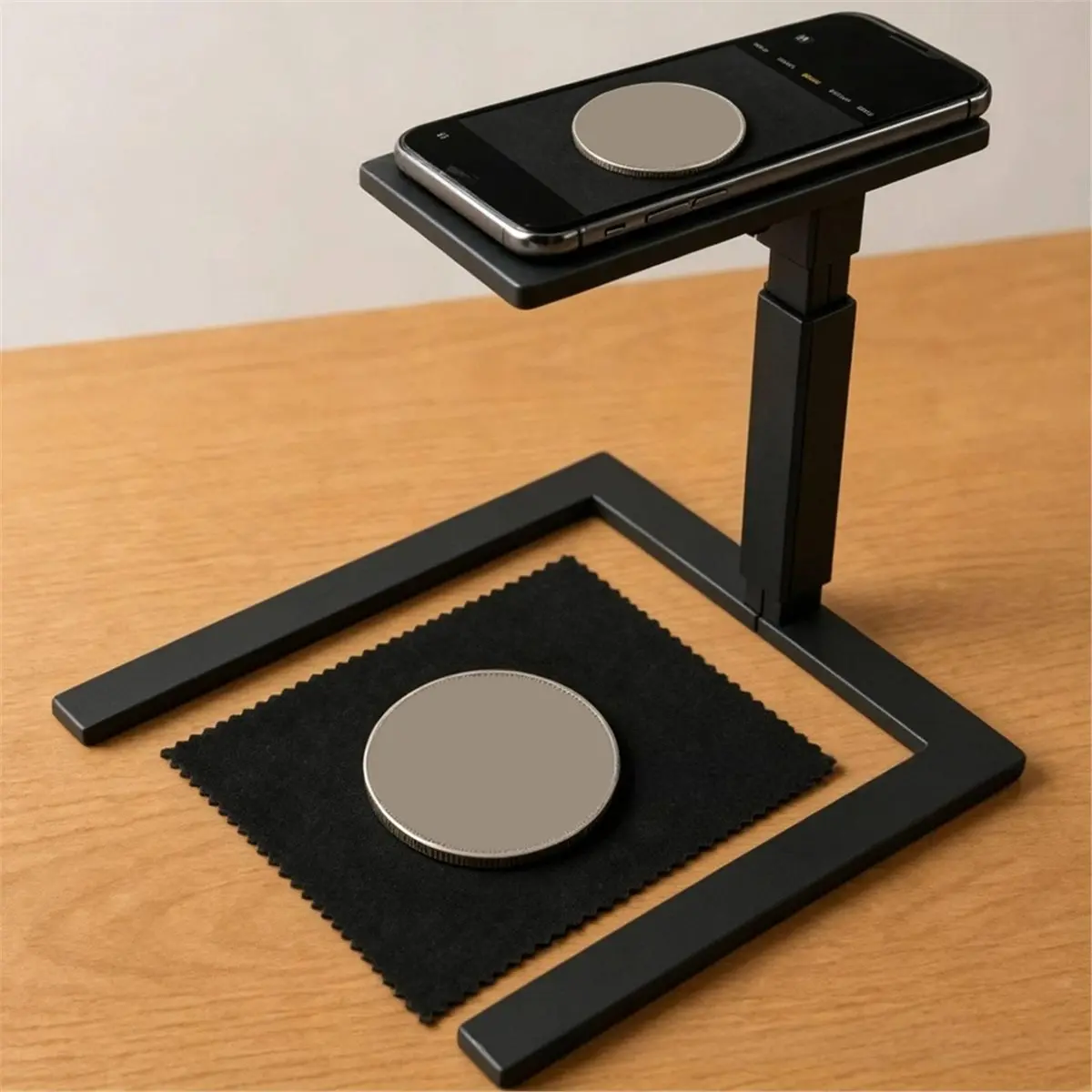 Overhead Phone Camera Stand, Adjustable Desk Phone Holder for Document Scanning, Video Recording and Content Creation
