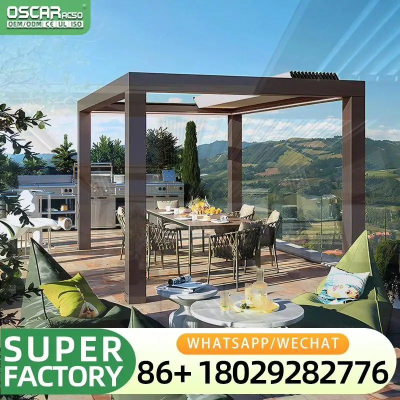 Custom Size 10x20 20x20 10x30 20x30 ft Heavy Duty Outdoor Pergola with Retractable Cover pergolas