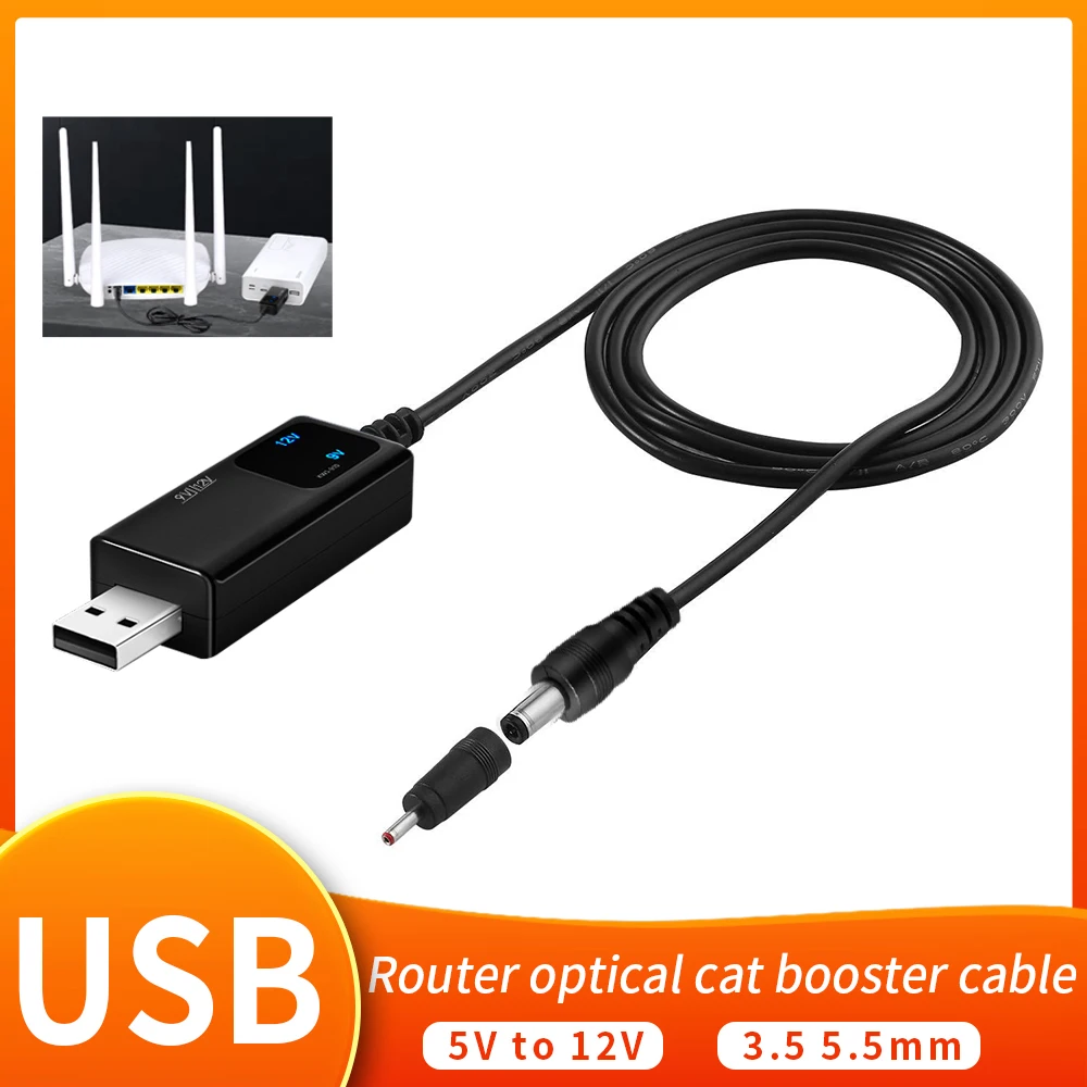 KWS-910 Blue Display Voltage USB to DC 5.5/3. 5mm Router Optical Cat Booster Wire DC 5V to 9V/12V USB Power Boost Cable Tools