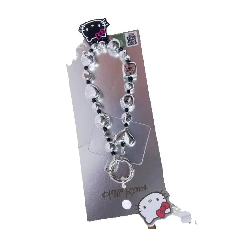 

Kawaii Hellokitty Black White Shibuya Y2K Style Phone Chain Love Heart Pendant Trendy Girl Cute Lanyard Fashion Accessory