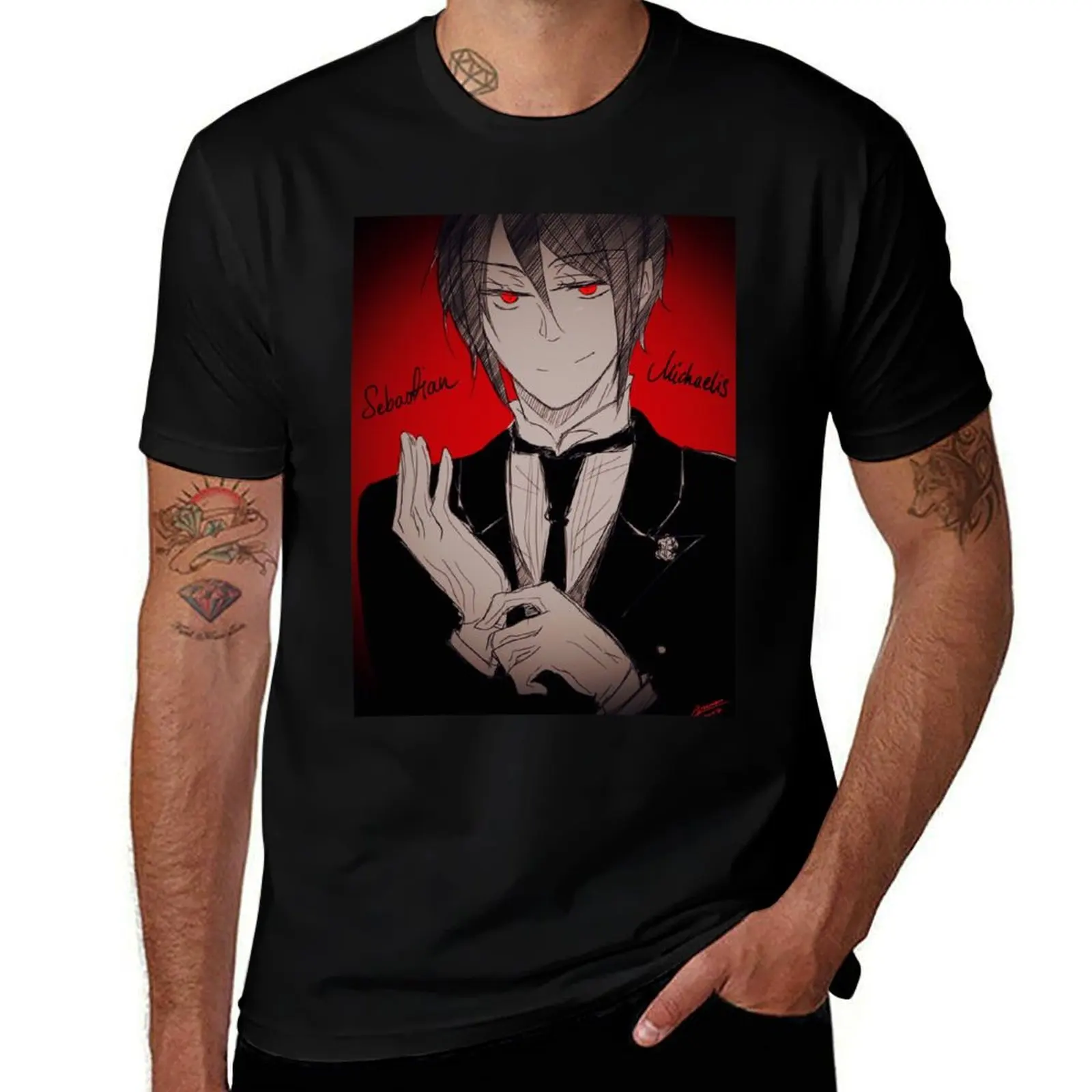 Black Butler - Sebastian T-Shirt Large Size Breathable Tee T-Shirt