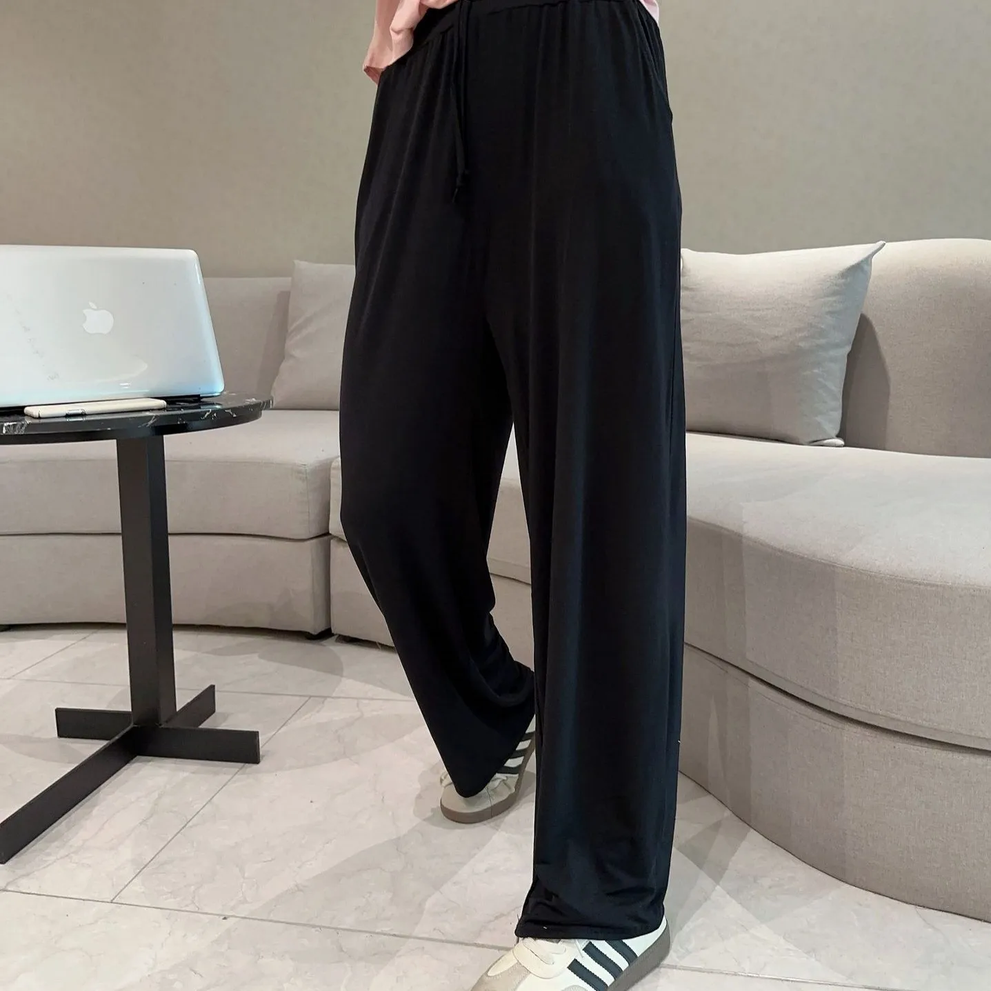 Modal Loose Wide Leg Pants high waist Casual Drapped Pant Summer women\'s straight Trousers solid color All match Plus size