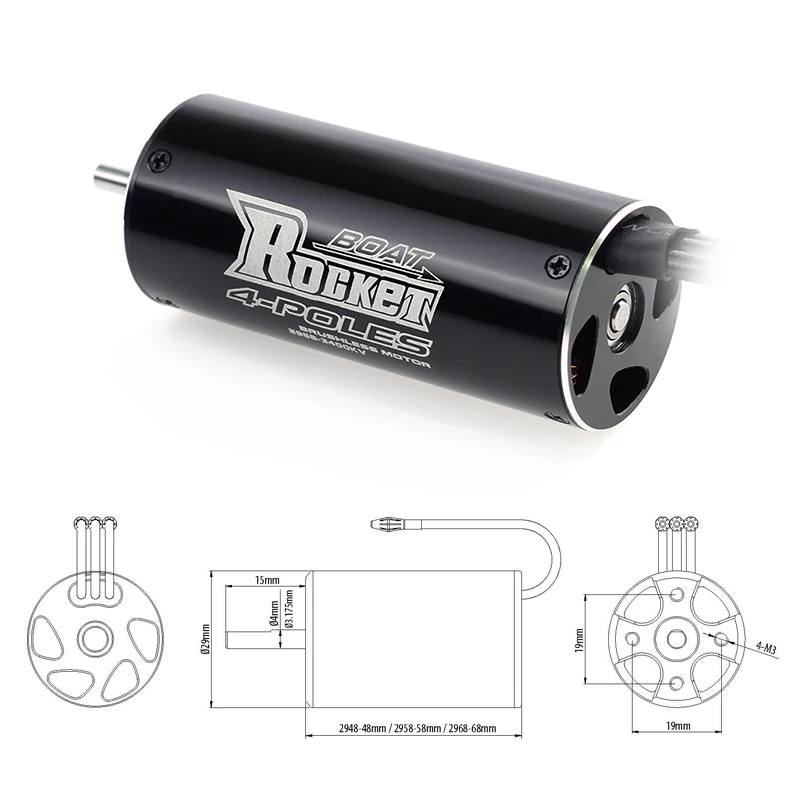 ROCKET RC 2968 2958 2948 Brushless Boat Motor 3400/3450/3800KV Water Jacket for Traxxas Feilun FT011 FT012 600-800mm RC Boat Car