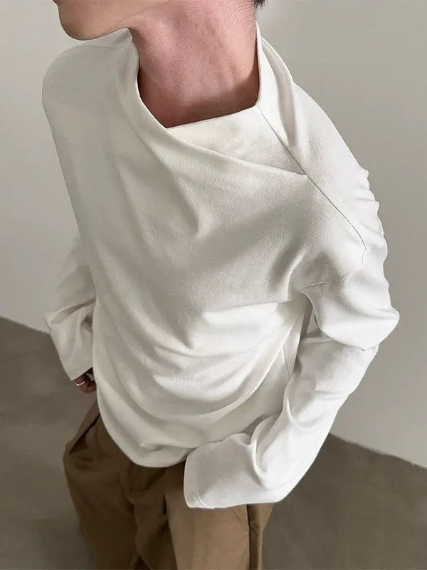 

Slim Fit Long Sve T-irt Men's Cross Collar Warm Base Layer irt Autumn Winter Faionable Trendy American Sle Velvet