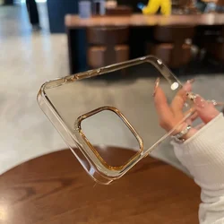 New Ultra Thin Desert Gold Transparent PC phone case for iphone 16 15 14 13 12 pro max plus high quality Shockproof Bumper cover