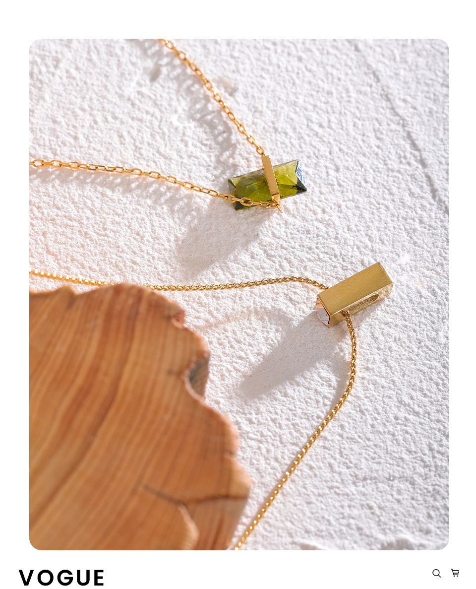Yhpup Edelstahl Olivgrüner Zirkonia Chic Anhänger Halskette für Frauen Minimalistischer Charme Koreanischer Modekragen Schmuck – Detail 8