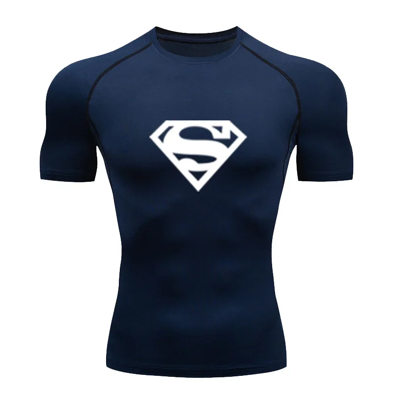 Men Gym T Shirt Print Short Sleeve T Shits Summer Boys Compression Gym Running Fashion Fitness Quick Dry Jogging Trained Jerseys