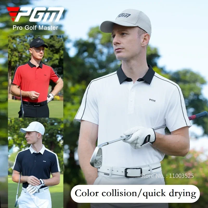 Pgm 2025 New Men's New Summer Golf Polo Shirt Stylish Casual Lapel T-shirt Male Patchwork Breathable Top Anti-sweat Tee - Image 2