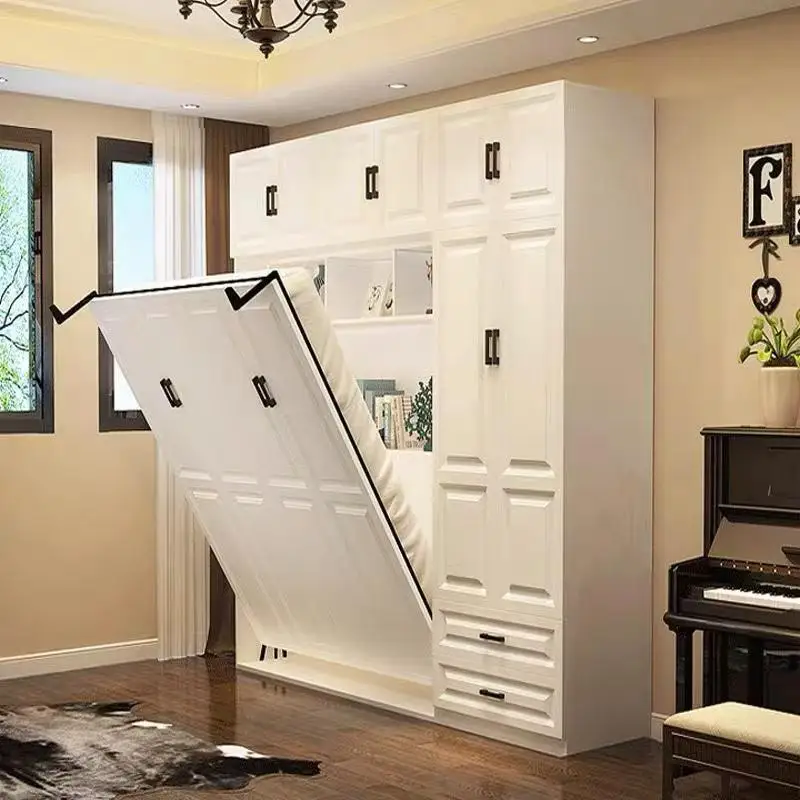 Customization Modern Multi-functional Save Space Folding Beds Murphy Wall Bed Flip-Up Wardrobe Bookcase For Study Bedroom
