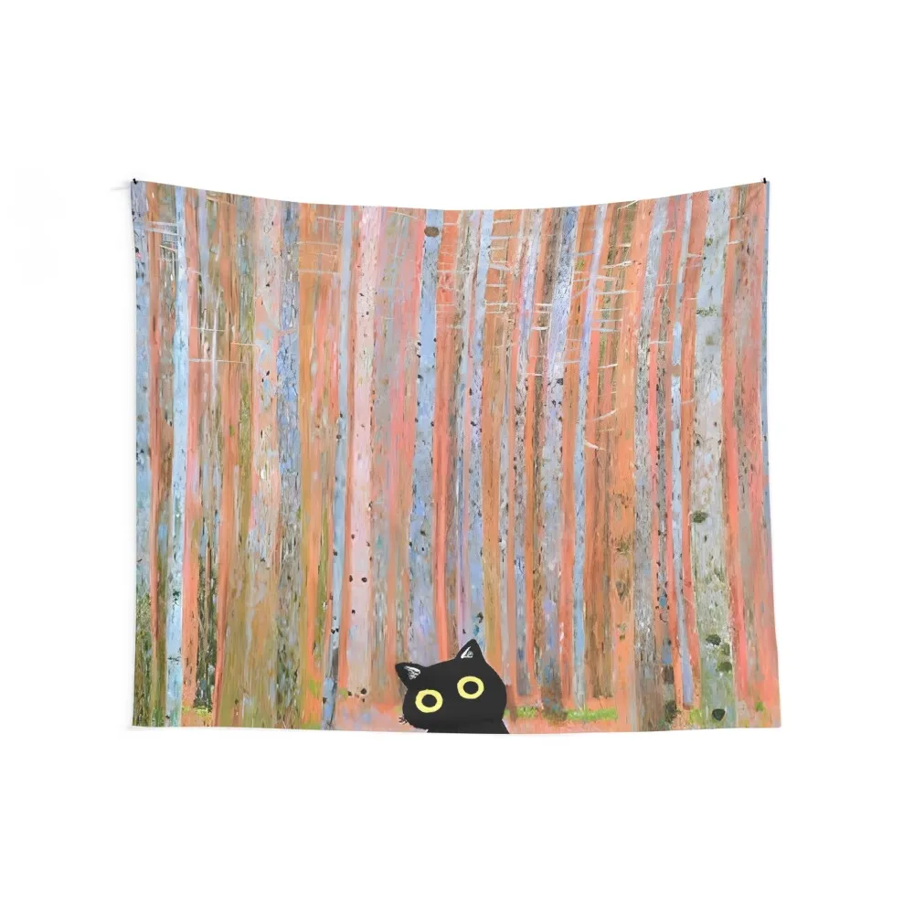 Gustav Klimt Cat Pine Forest Tapestry Aesthetic Room Decorations Bedroom Decorations Decoration Wall Tapestry