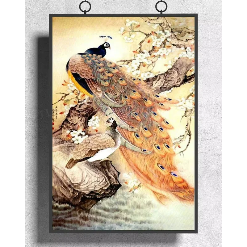 Póster de seda H540, decoración del hogar, pavo real elegante 02, arte de pared, regalo de Navidad