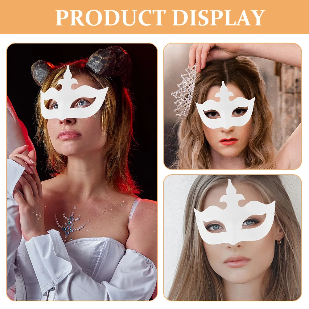 5Pcs White Masquerade Mask DIY Paper Half Face Paintable Mask for Mardi Gras Party Carnival Costume Birthday Paper Art Masks
