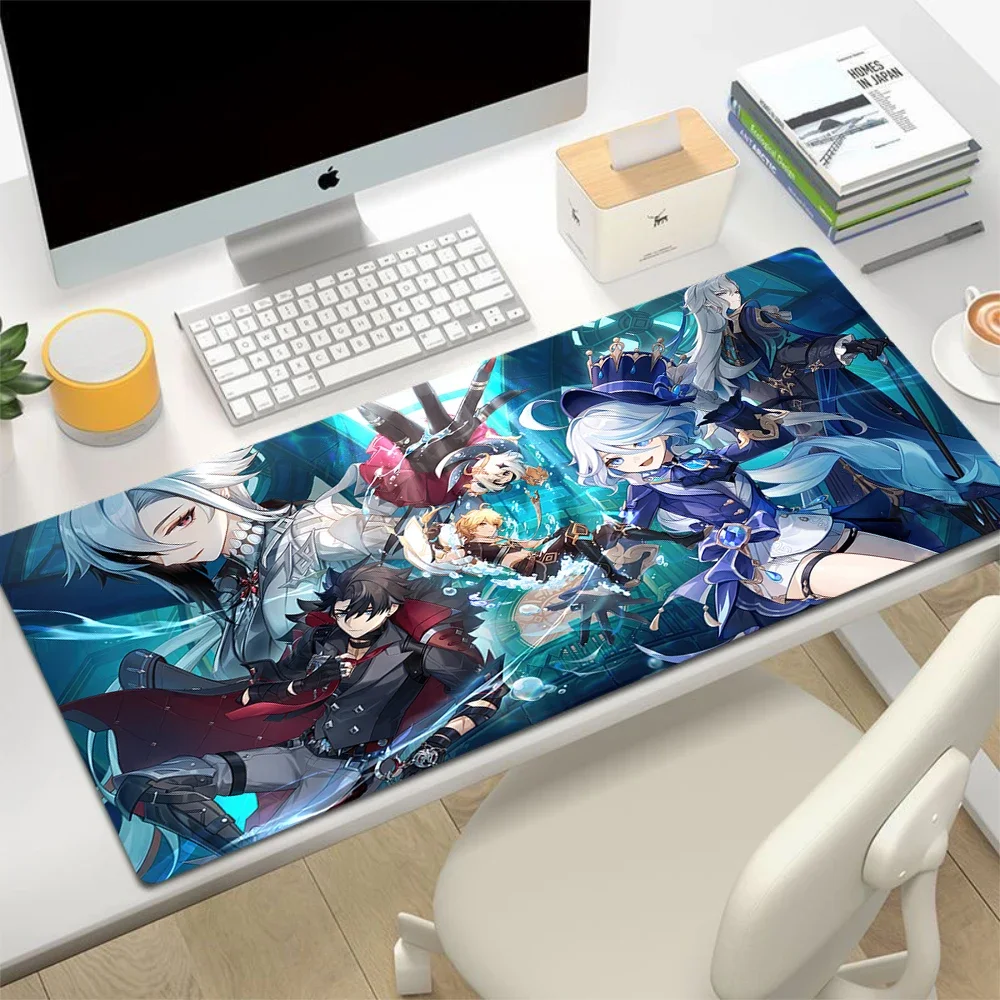 Anime Yae Miko Raiden Shogun Mouse Pad Gaming Desk Mat Non-Slip Laptop Keyboard Tray Office PC Genshin Impact Cute Black