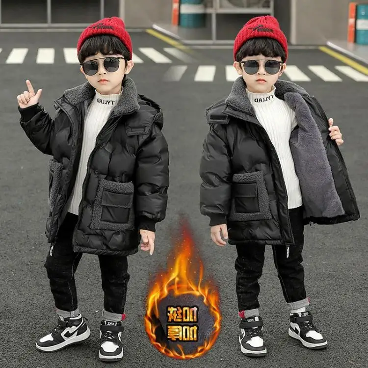 Boys Padded Down Coat Cotton Embossed Cotton-padded Coat Winter Children Padded Coat Winter Clothes Fashion Kid Simple