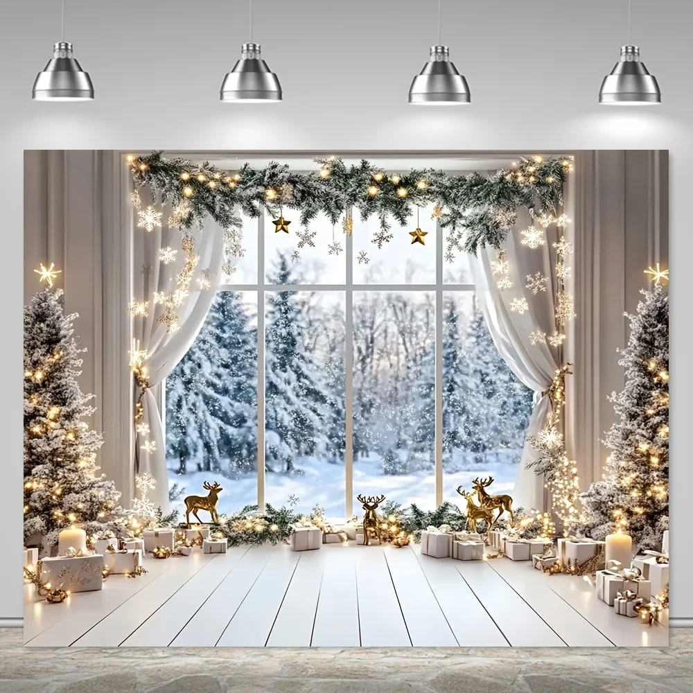 1 toile de fond de noël d'hiver, durable et adaptée aux décorations de fête de vacances, arrière-plan de photographie à effet de lumière scintillante