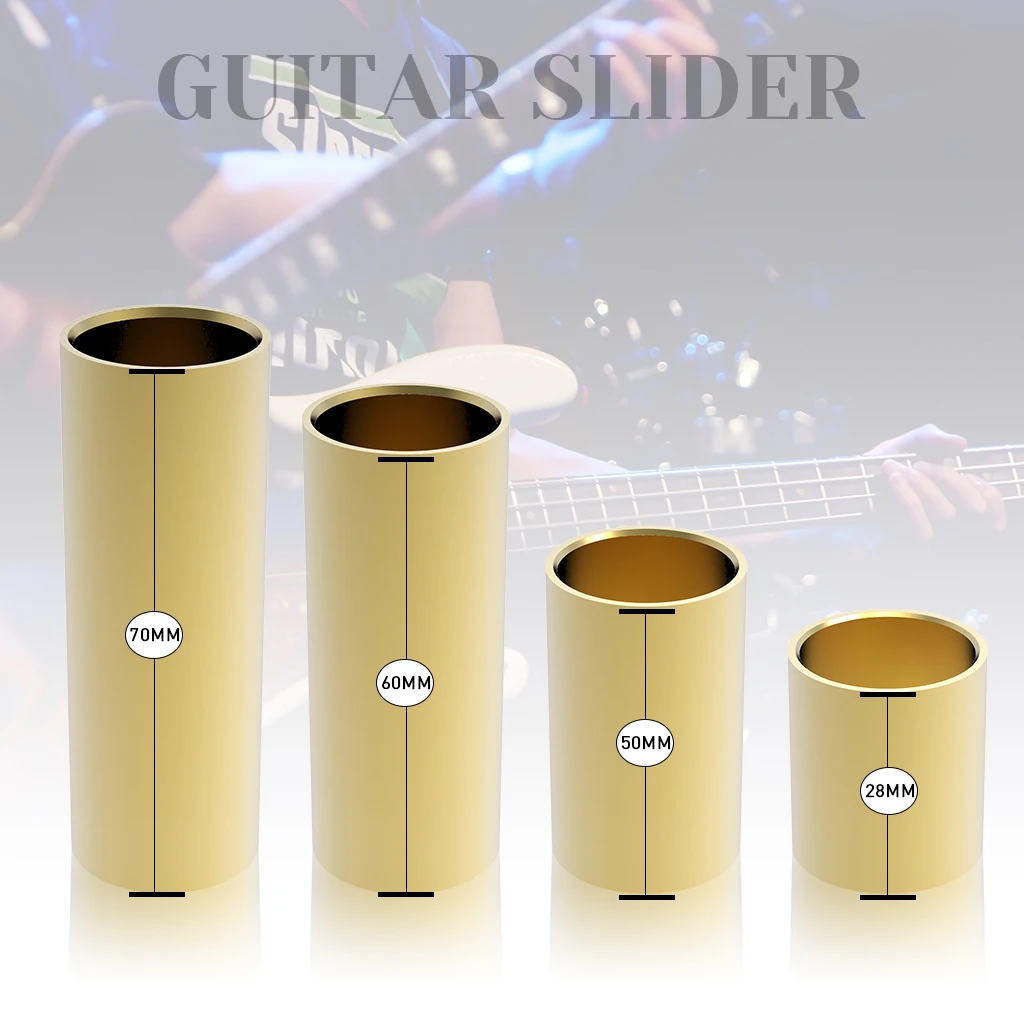 NAOMI Golden-plated Steel Guitar Slide Length 28 50 60 70 mm Stainless Slider Guitarra Smooth Edge Metal Finger Slide For Guitar