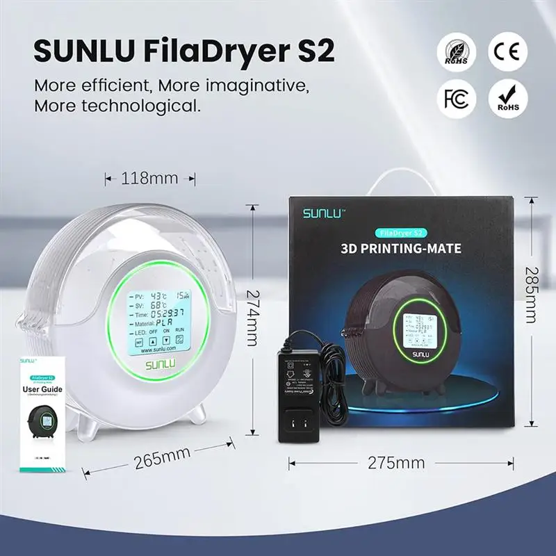 Top! S2 Filament Dryer Box With Fan 360° Heating 3D Printer Filament Dehydrator For PLA Filament / TPU / PETG / ABS 1KG Spool