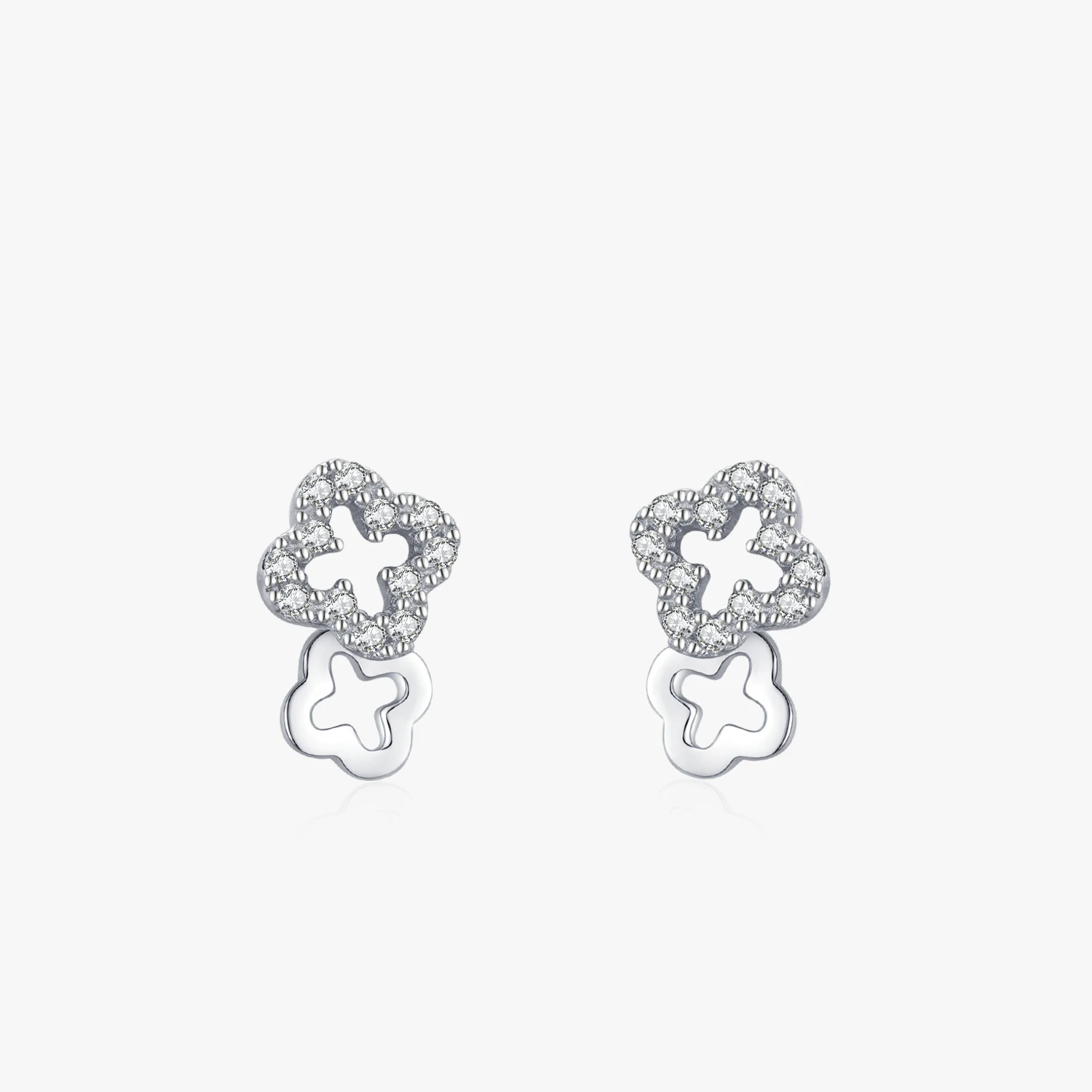 

Изысканные серьги-гвоздики Lucky Clover из стерлингового серебра 925 пробы, прозрачные серьги Cz для женщин, эффектные свадебные ювелирные изделия