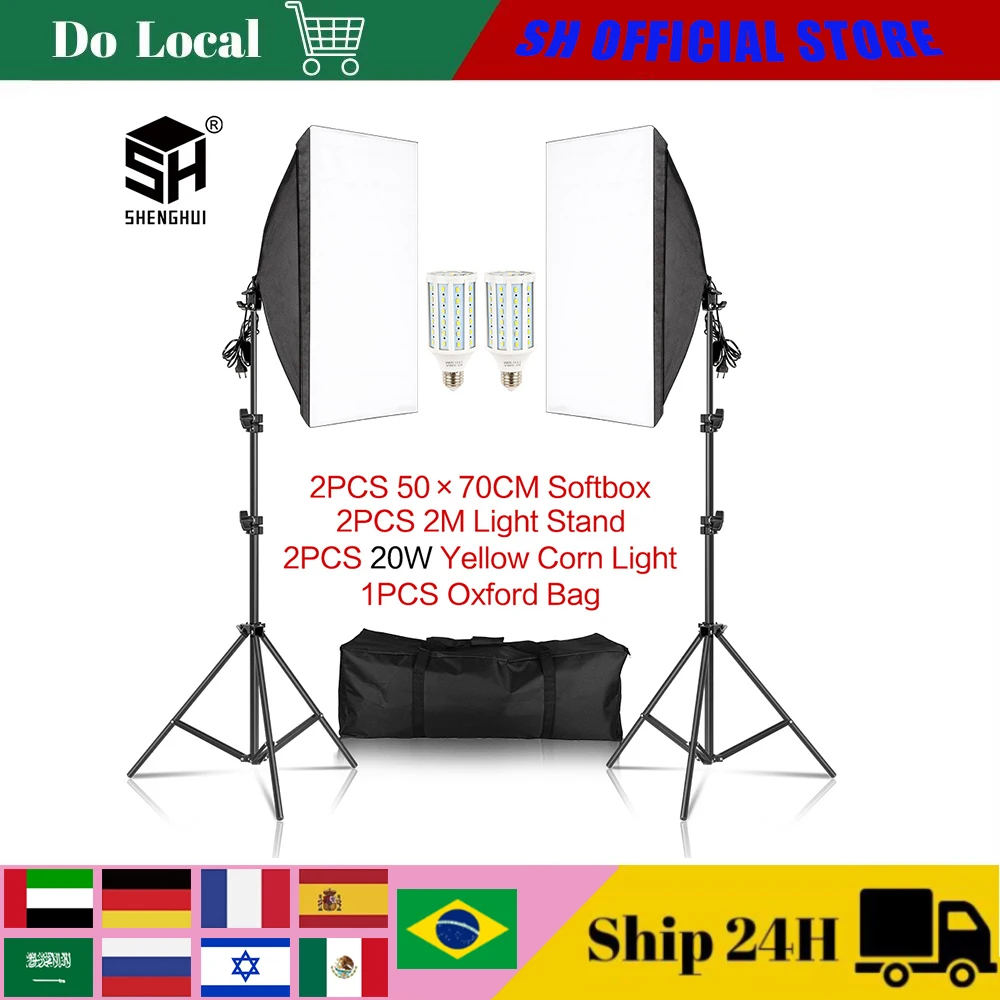

Photography 50x70CM Softbox Lighting Kits Professional Light System With E27 Photographic Bulbs Photo Studio Equipment