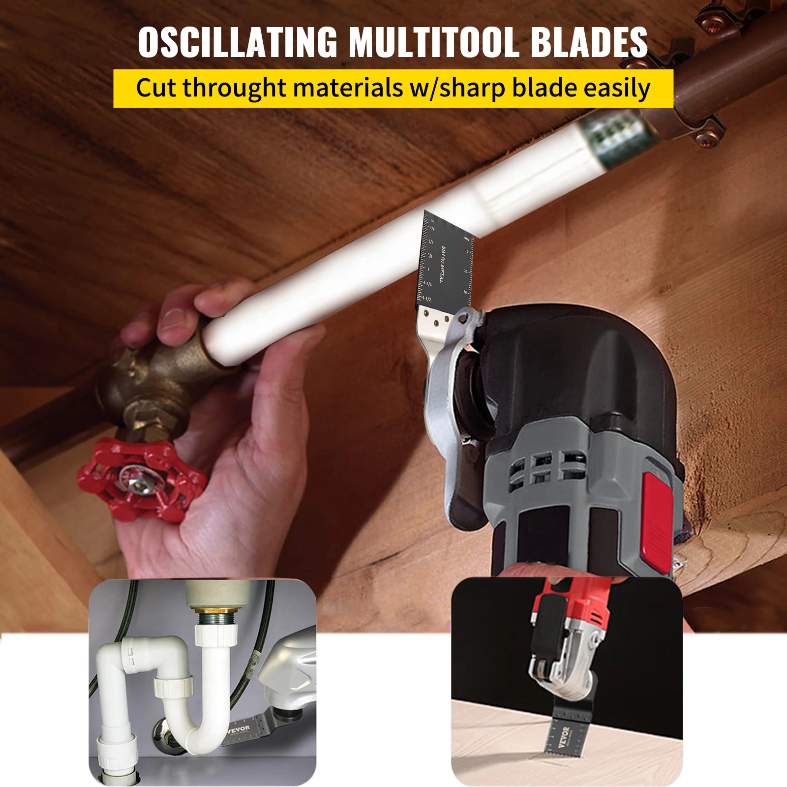 SucceBuy 100PCS Oscillating Saw Blades Quick Release Multitool BladesKit HCS Tool Blades Cut Cutter for Wood Plastic Metal Nails