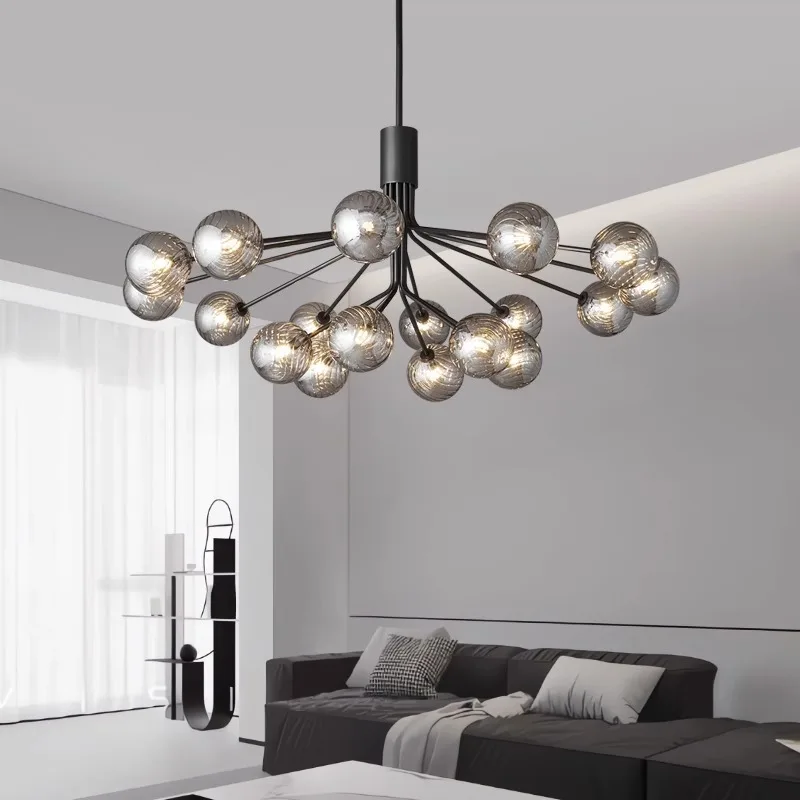 

Full brass round glass black/gold LED modern chandelier for living room, dining room home lighting decoration, customisable