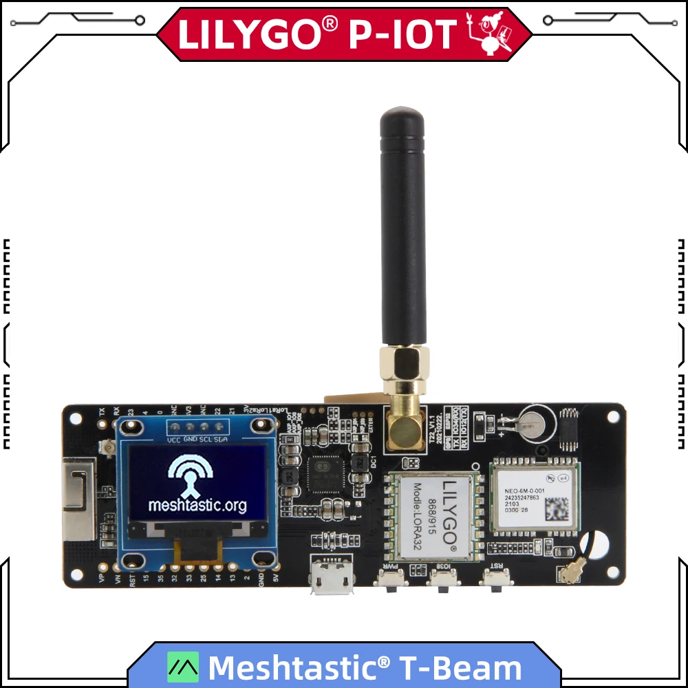 LILYGO® TTGO Meshtastic T-Beam V1.2 ESP32 LoRa 915MHz 433MHz 868MHz 923MHz WiFi BLE GPS z opraw do baterii 18650 0.96 cala Oded