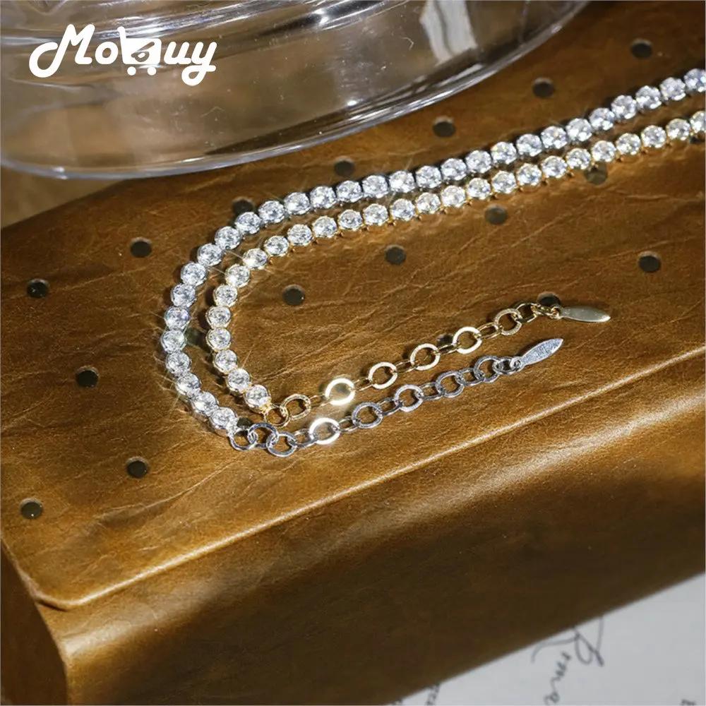 

MOBUY INS простой стиль блестящий кубический цирконий модный браслет из стерлингового серебра 925 пробы N для женщин изысканные вечерние блестящие ювелирные изделия
