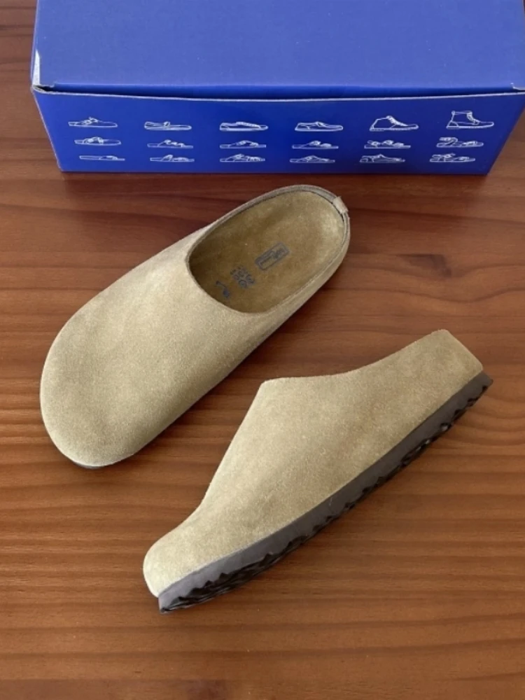 

Натуральные кожаные шлепанцы-сабо с открытым носком для мужчин и женщин, модные повседневные слипоны для улицы, весна-лето